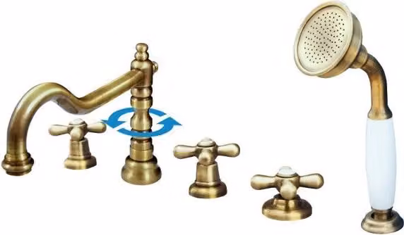 MORAVA RETRO miscelatore vasca a 5 fori in ottone bronzo