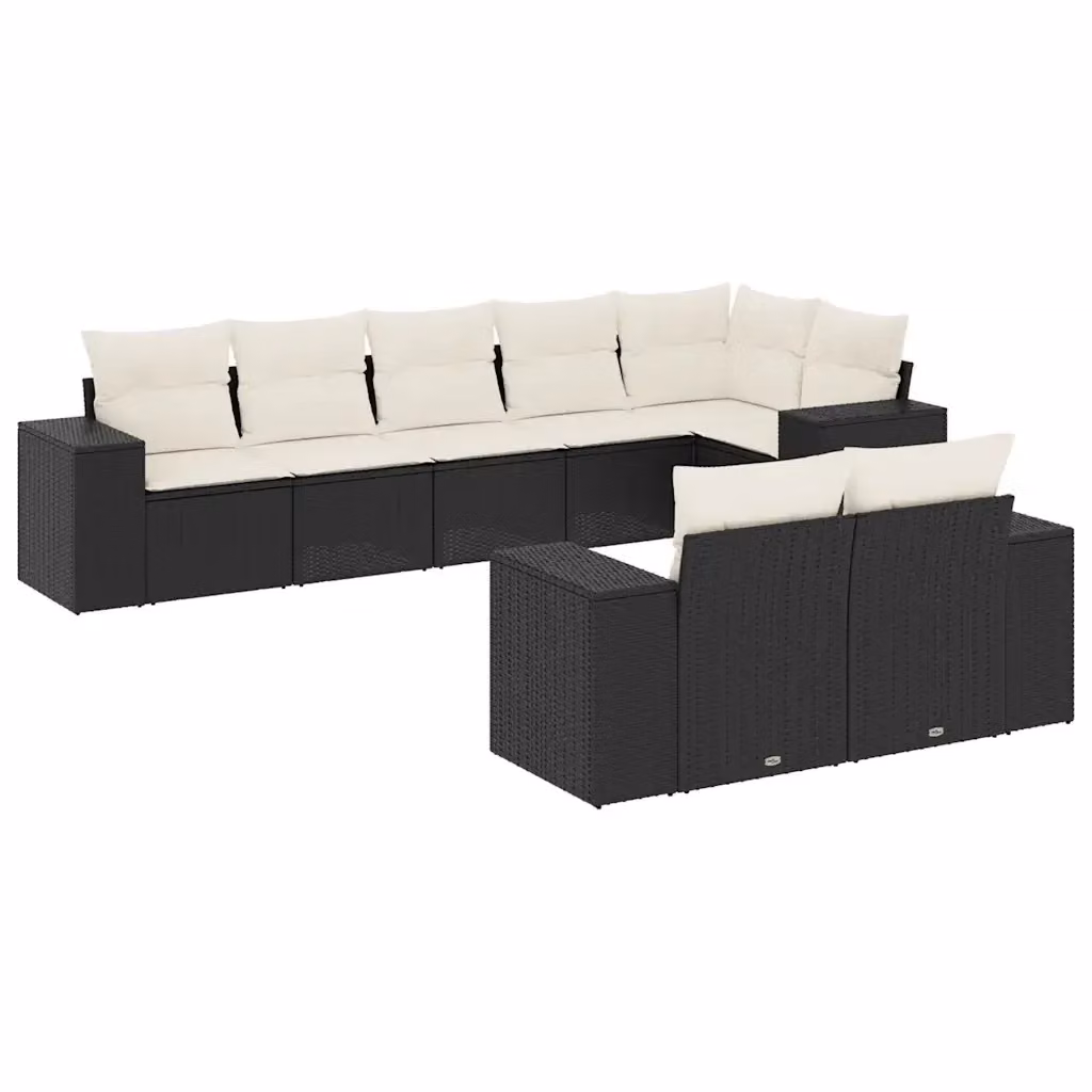 vidaXL Set Divani da Giardino a L con Cuscini 8 pz in Polyrattan Nero – 2