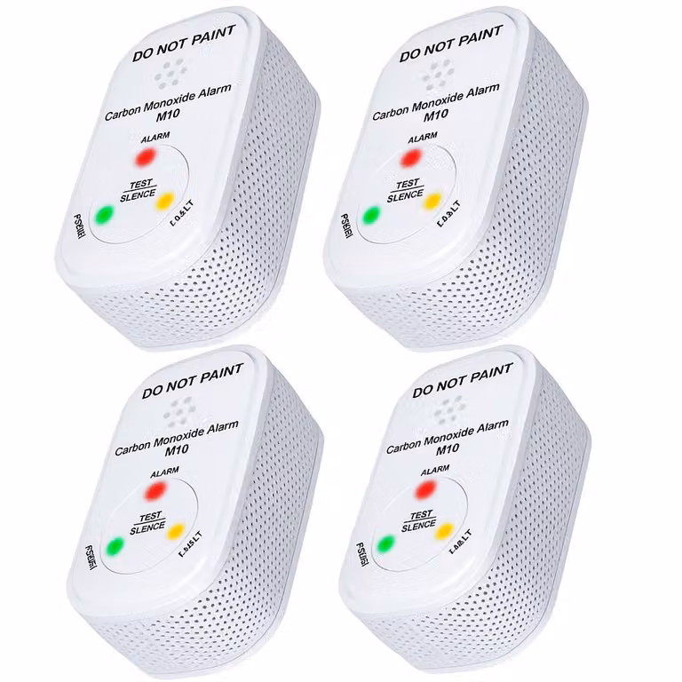 NEMAXX® M10 Mini Rilevatore CO Set 4 – Rilevatore monossido di carbonio per interni,batteria integrata,sensore elettrochimico,allarme 85 dB,EN 50291-1