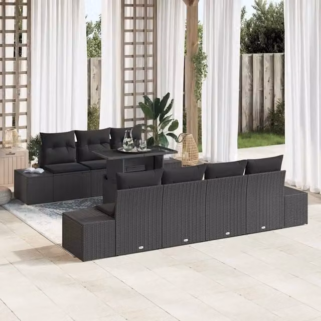 Set di divani 8 pz Nero polyrattan 3349129