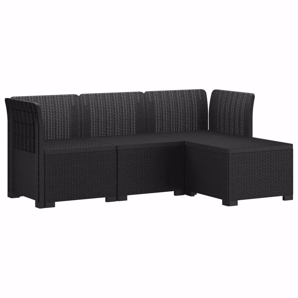 Divano da giardino a L con effetto rattan vidaXL, colore antracite, con cuscini inclusi e resistente alle intemperie – 2