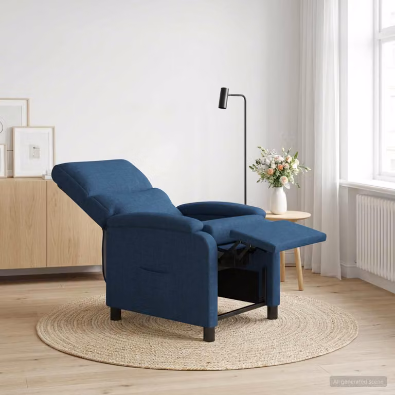 Poltrona reclinabile relax vidaXL in tessuto blu con braccioli e design moderno
