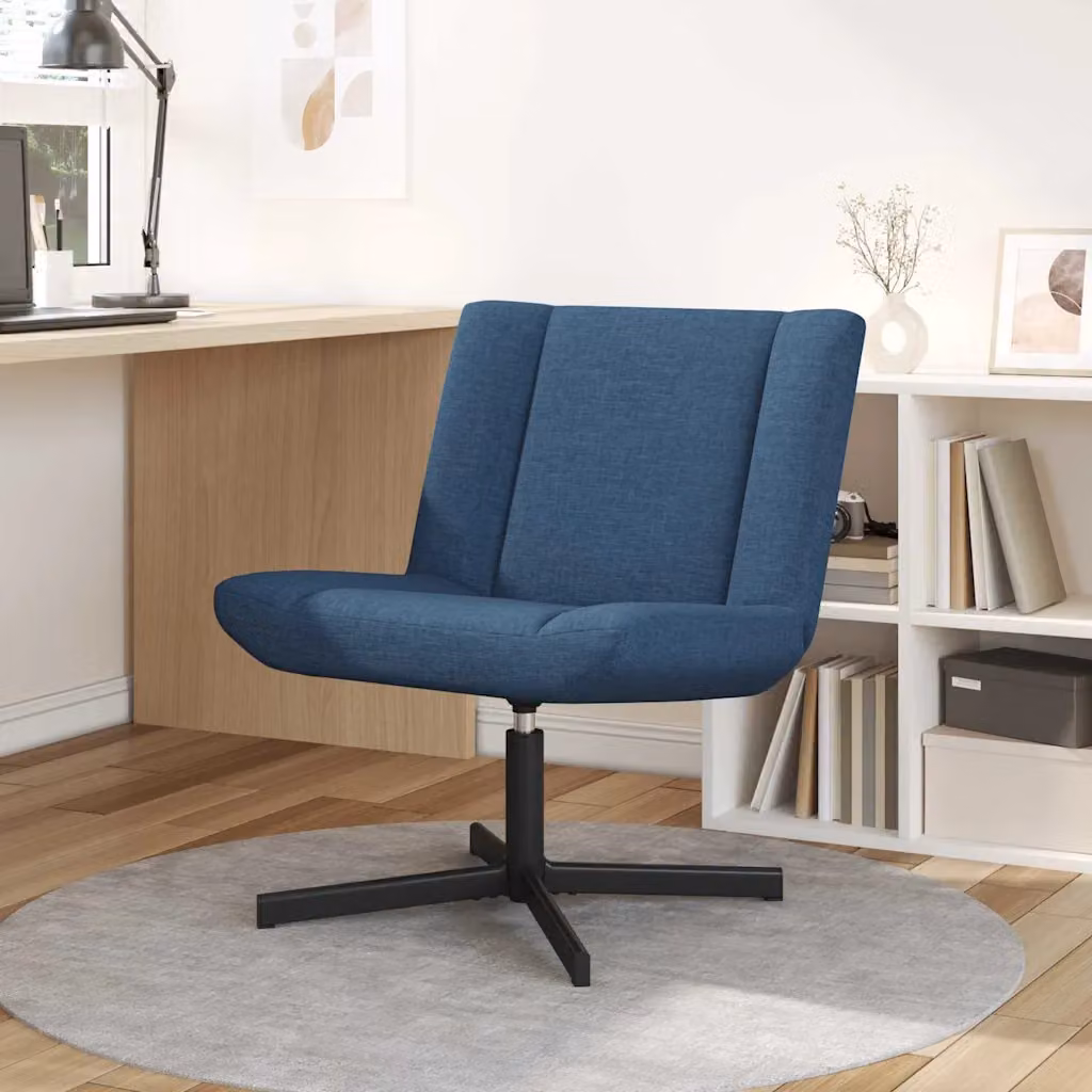 Sedia girevole moderna vidaXL in tessuto blu e nero, L 63 cm x P 75 cm x H 76 cm