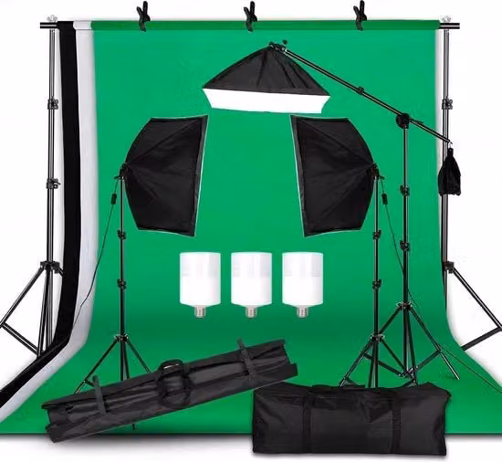Set di Fotostudio con Box Fotografica e Fondali per Fotografia con Doccia Fotografica e Kit di Softbox con Illuminazione