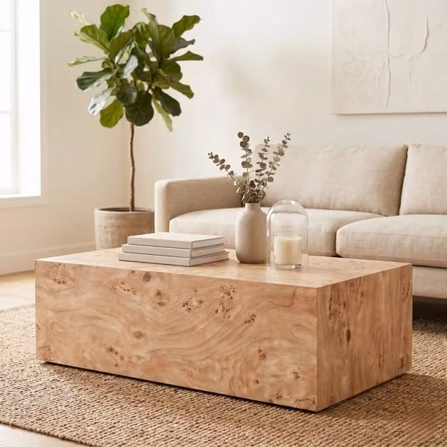 Tavolino da Salotto Minimalista in Effetto Legno, Design Moderno, Costruzione Stabile, Superficie Facile da Pulire, Versatile