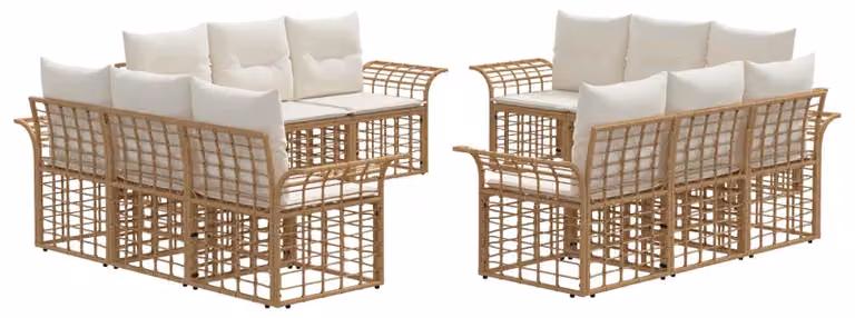 Set di divani da esterno 12 pcs Naturale e Bianco Crema