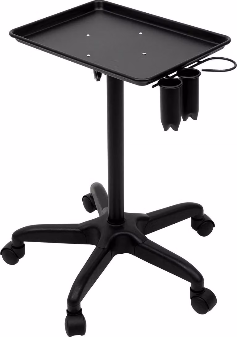 Carrello salone, regolabile in altezza, ruote universali, nero