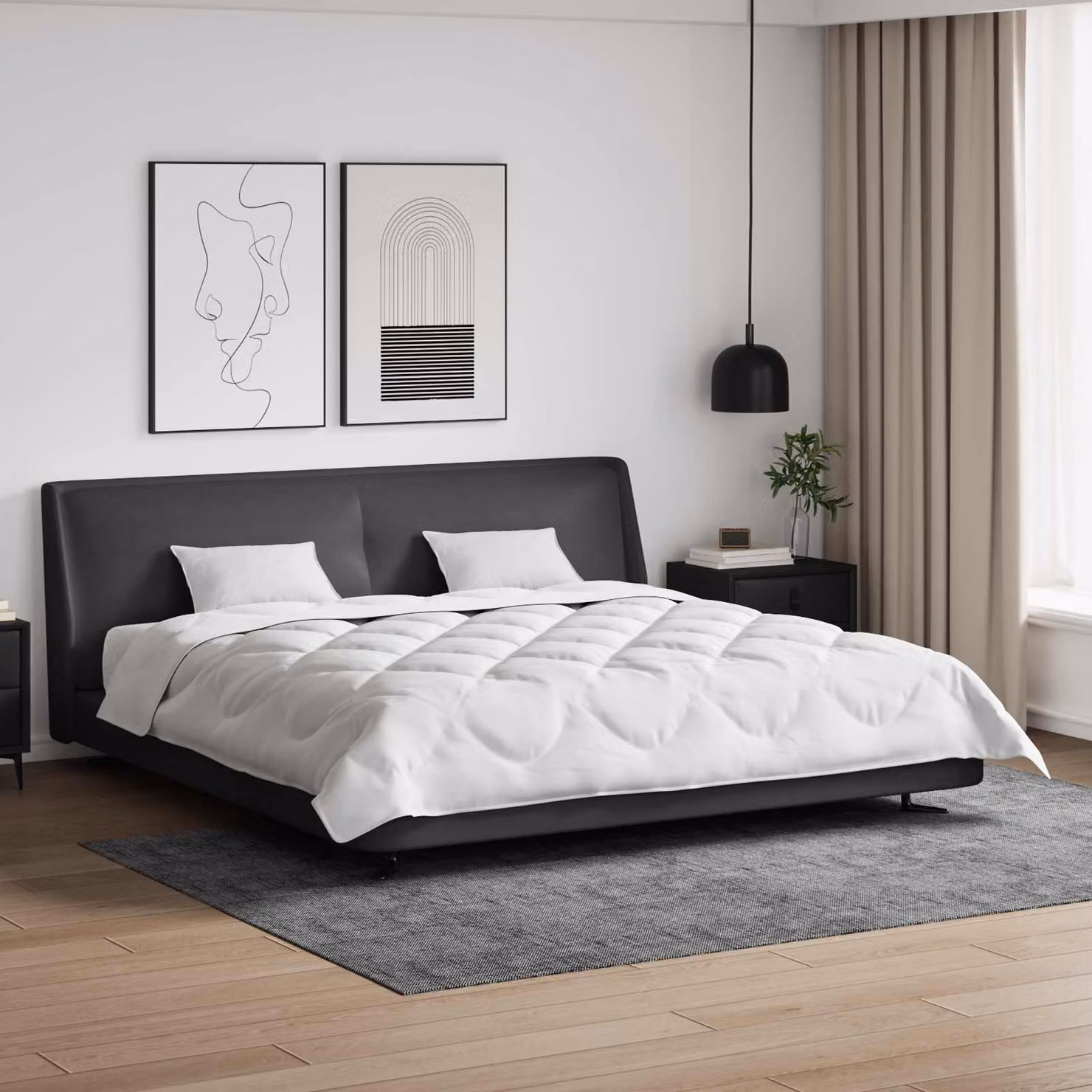Set di 3 pezzi vidaXL Piumone e Cuscini per tutte le stagioni in Microfibra Bianca L 240 x P 220 cm
