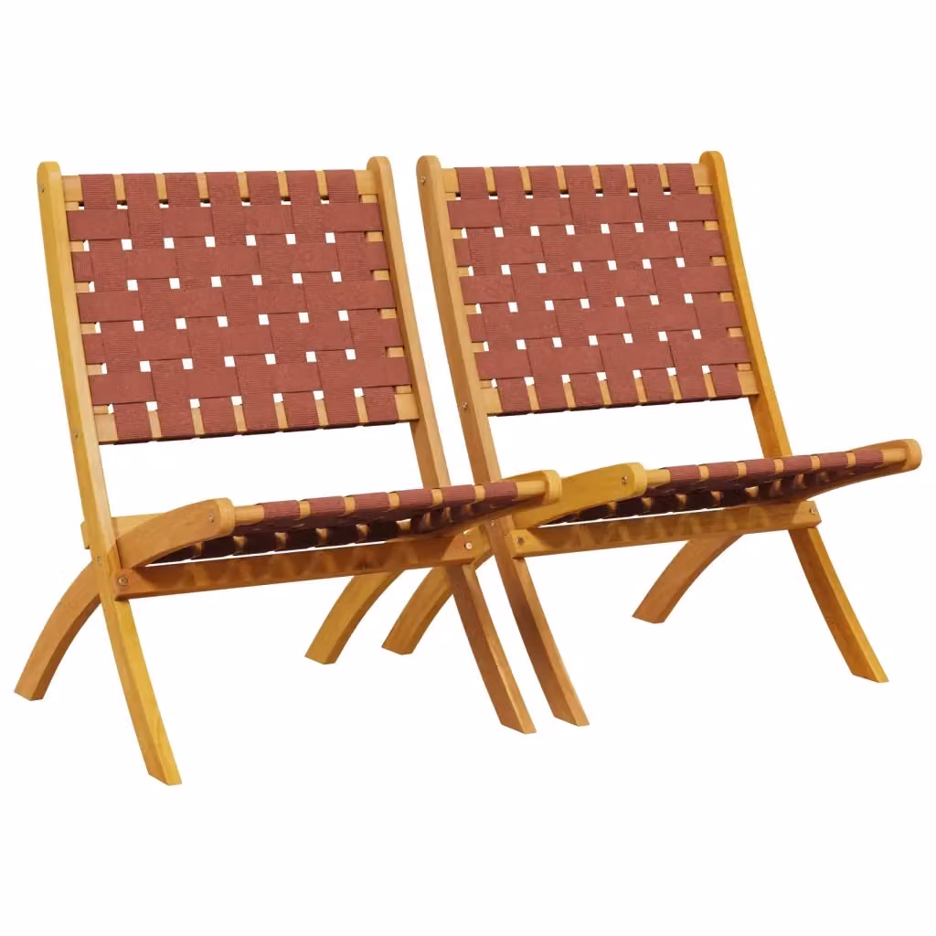 Set di 2 sedie pieghevoli vidaXL in legno di acacia rosso e marrone per giardino e terrazzo – 2