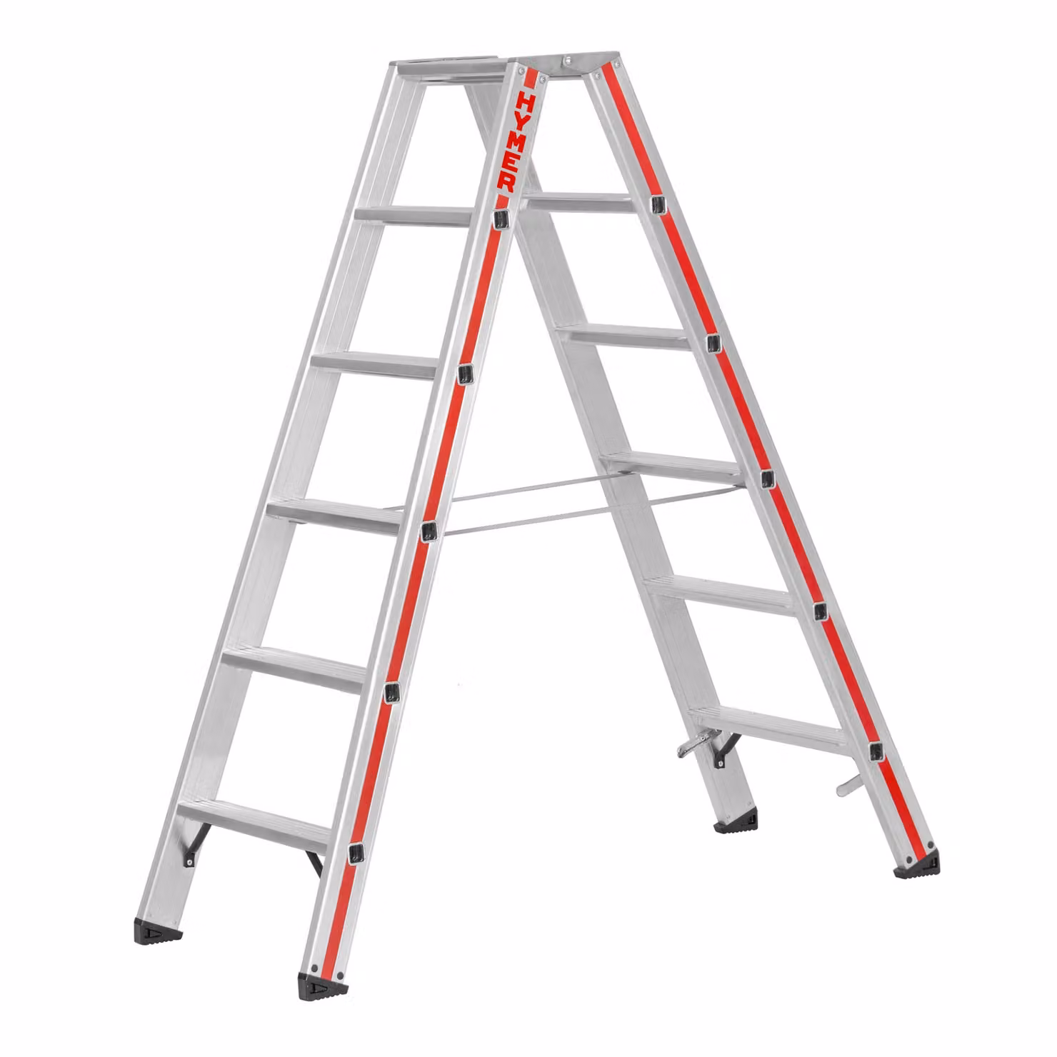 Scaletta Hymer, accesso bilaterale, 2x6 gradini, altezza di abbassamento 1,40 m, altezza di sbraccio 2,92 m, peso 8,2 kg