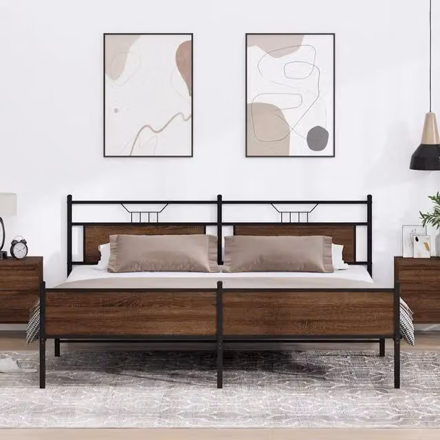 Giroletto vidaXL in metallo e MDF color rovere marrone L/P: 200 x 200 cm – 1