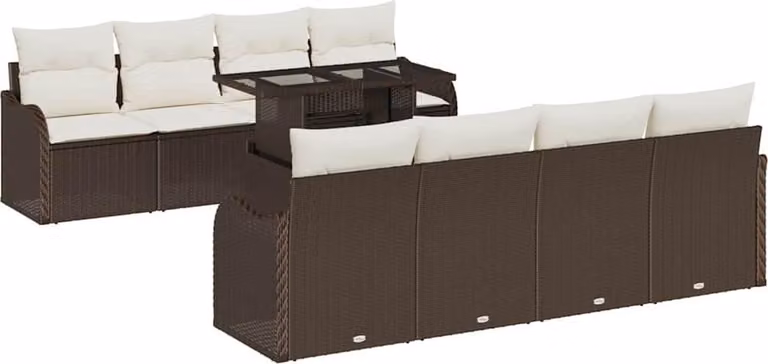 Set Divano da Giardino con cuscino 7 pcs Marrone polyrattan
