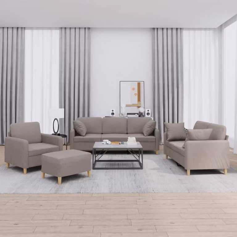 Maison Exclusive - Set divano 4 pezzi con cuscini in tessuto color taupe