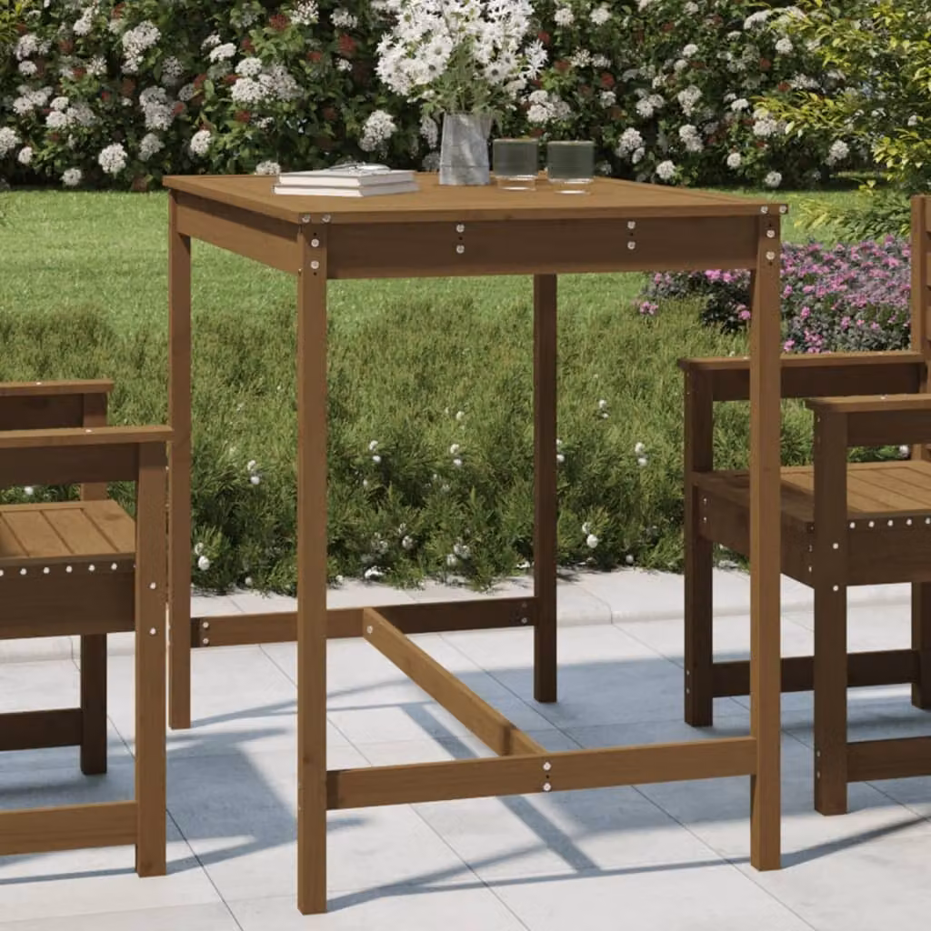 The Living Store Tavolo da giardino marrone miele 121x82,5x110 cm in legno di pino massiccio