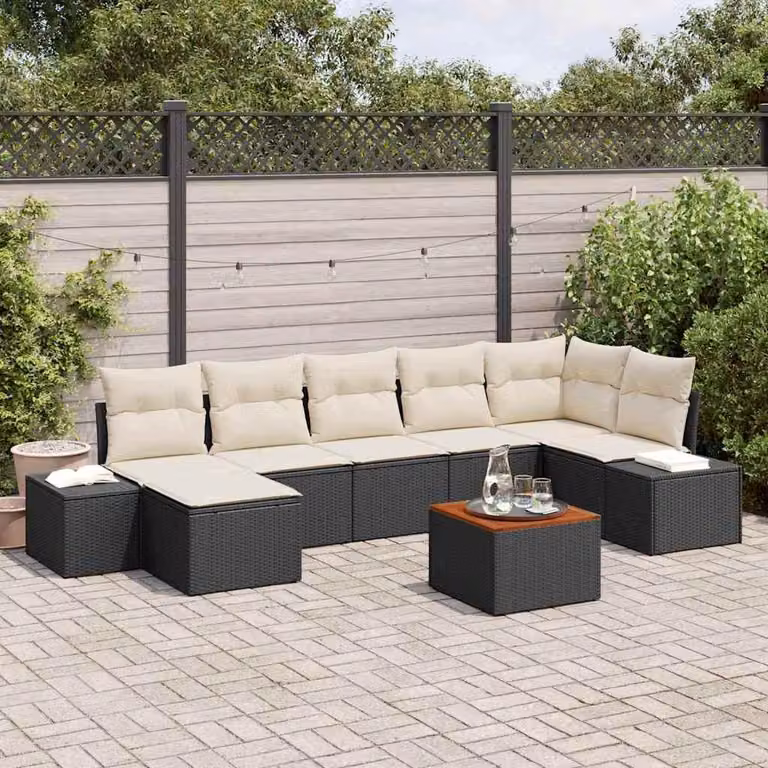 Maison Exclusive - Set Divano da Giardino con cuscino 8 pcs Nero Poly Rattan