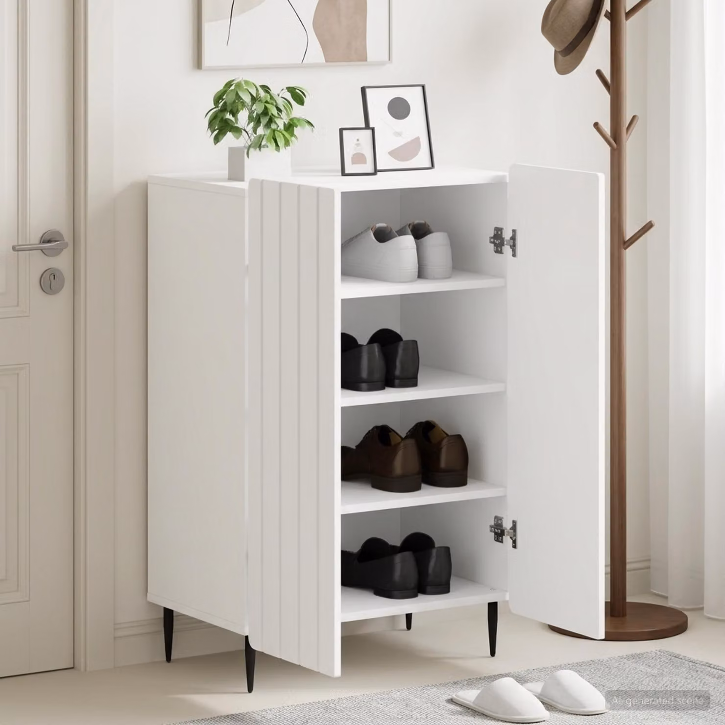 Mobile per scarpe vidaXL ZWOLLE moderno bianco L: 59,5 cm, P: 39,5 cm, H: 91,5 cm