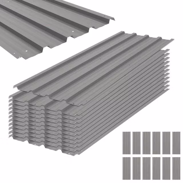 Pannelli per tetto in acciaio zincato Xyladecor Grigio Chiaro, confezione da 12 pezzi, copertura 7m2, L: 129 cm, P: 45 cm