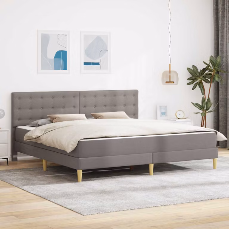 Struttura letto con materasso vidaXL in tessuto beige e grigio, L: 180 cm, P: 200 cm