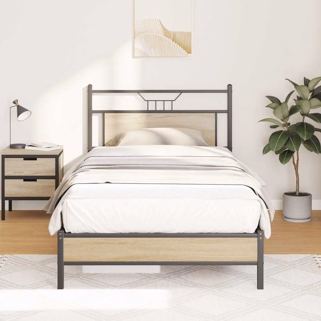 Giroletto senza materasso vidaXL in Rovere Sonoma e metallo, L/P: 100 x 200 cm
