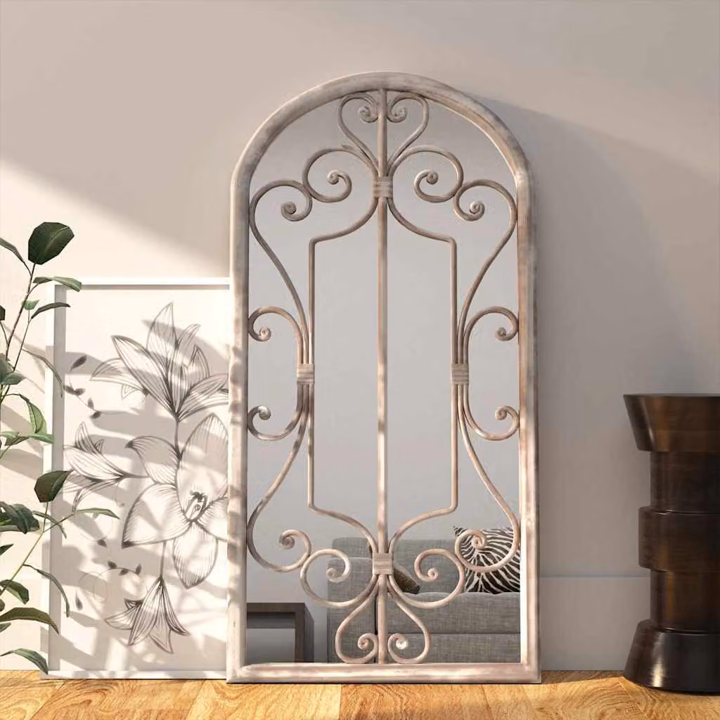 Specchio da parete rettangolare vidaXL in metallo e vetro, colore beige/sabbia, L: 70 cm, H: 30 cm