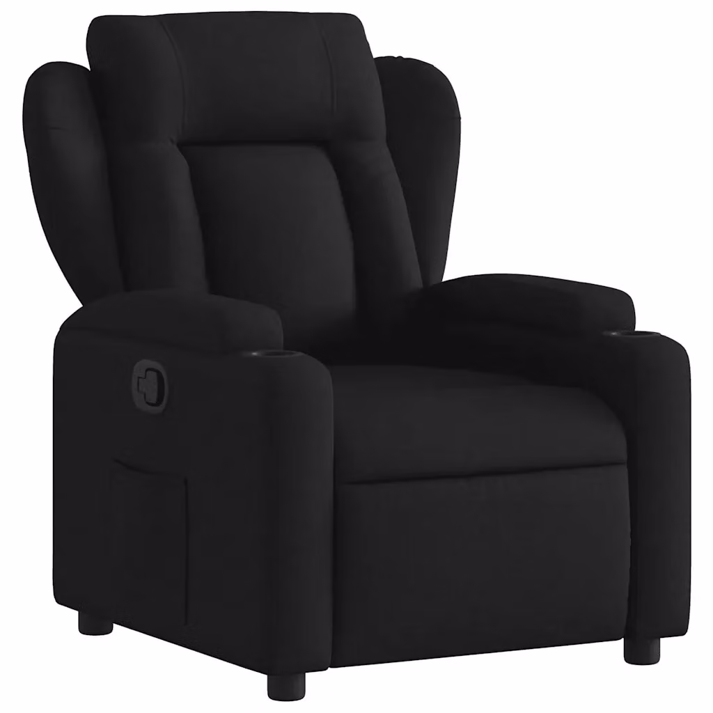 Poltrona reclinabile relax vidaXL in tessuto nero con braccioli e struttura in legno e metallo – 2