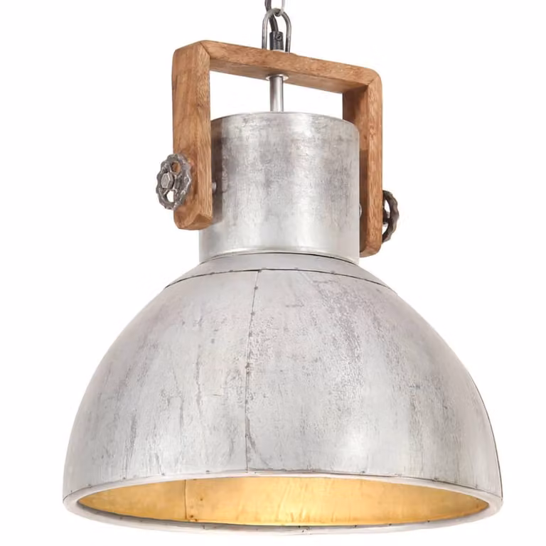 vidaXL Lampada a sospensione stile industriale 25 W argento rotonda 40 cm E27
