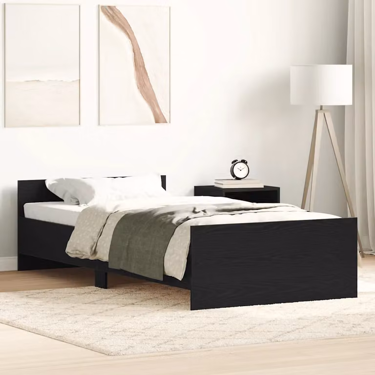 Giroletto vidaXL senza materasso in legno e MDF, colore rovere nero, L/P/H: 190 x 90 x 193 cm