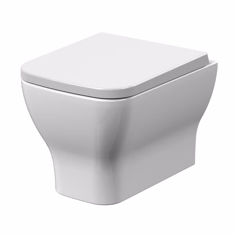 Sanitario Sospeso Moderno Quadrato Senza Brida Con Sedile Soft-Close