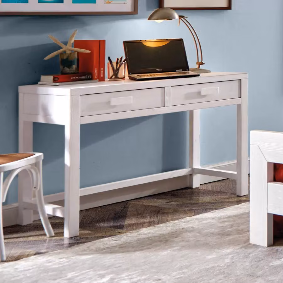 Scrivania shabby chic con 2 cassetti in legno massello di abete bianco Mobili 2G L: 110 cm, P: 55 cm, H: 80 cm – 2