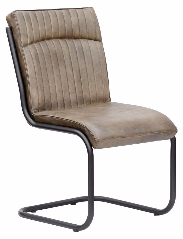 MASSIVMOEBEL24 | Sedia a Sbalzo in Vera Pelle Grigia IRON LABEL #04 - 52x62x89