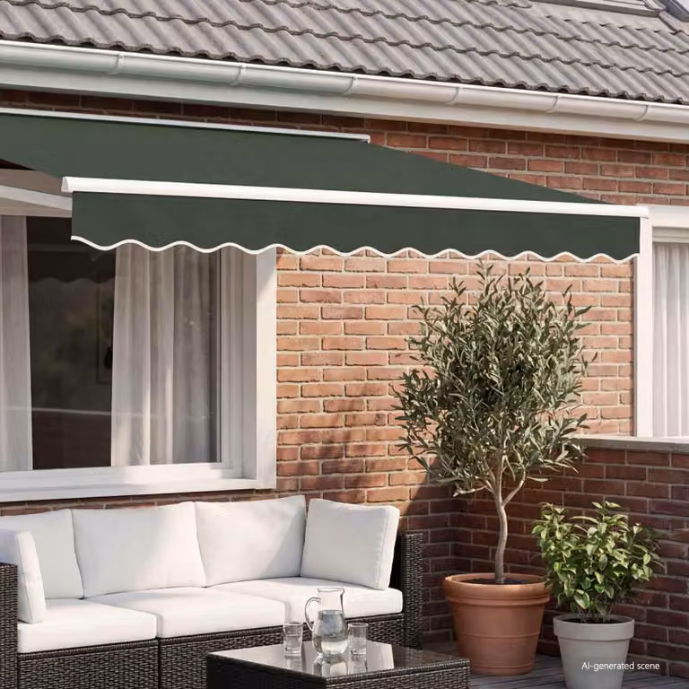 Maison Exclusive - Sostituzione del meccanismo di avvolgimento per tenda da sole, lunghezza 4 metri, colore verde scuro, materiale: poliestere