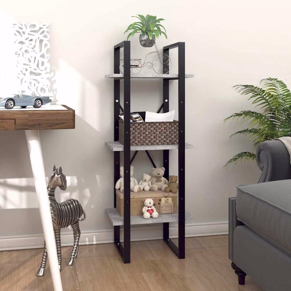 Libreria industrial vidaXL con 3 ripiani in stile moderno, colore grigio, L 40 cm x P 30 cm x H 105 cm