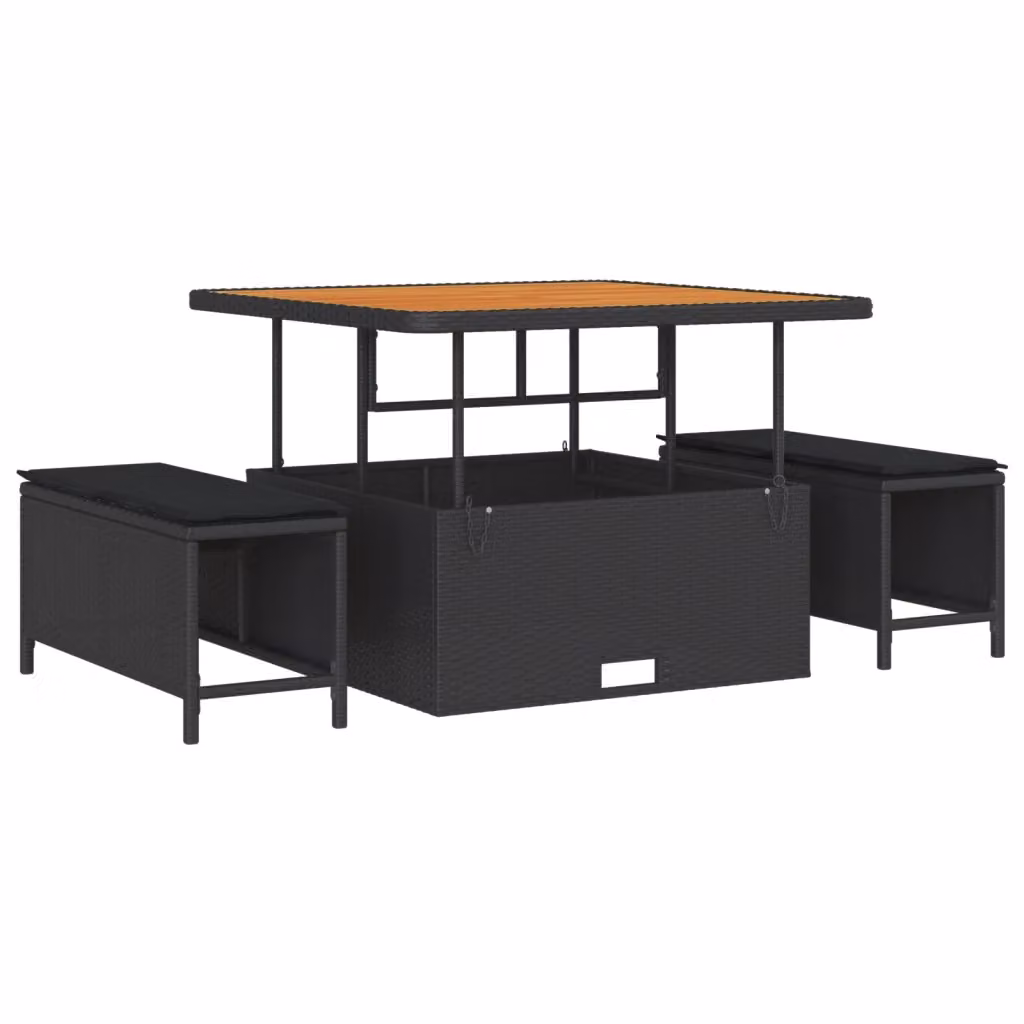 Set Divano da Giardino vidaXL 8 Pezzi con Cuscini, Design Moderno a L in Metallo Nero – 2