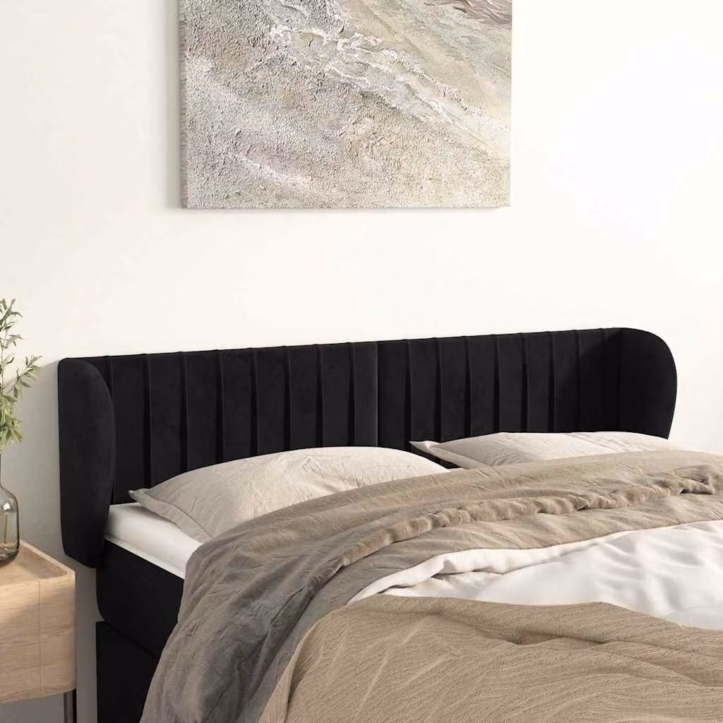 Testiera ad orecchio vidaXL in velluto nero L: 147 cm, P: 23 cm, H: 78-88 cm