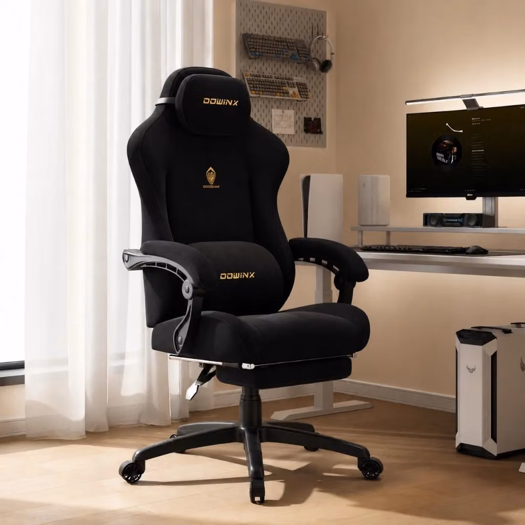 Sedia Gaming DOWINX Nero con Poggiapiedi, Reclinazione 160 e Supporto Testa e Schiena – 2