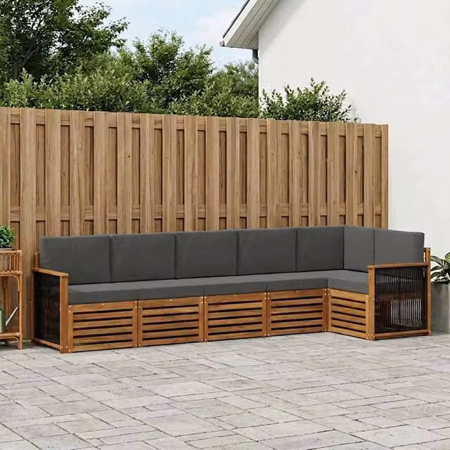 Set di divani da esterno 5 pz Naturale e Antracite 3384413