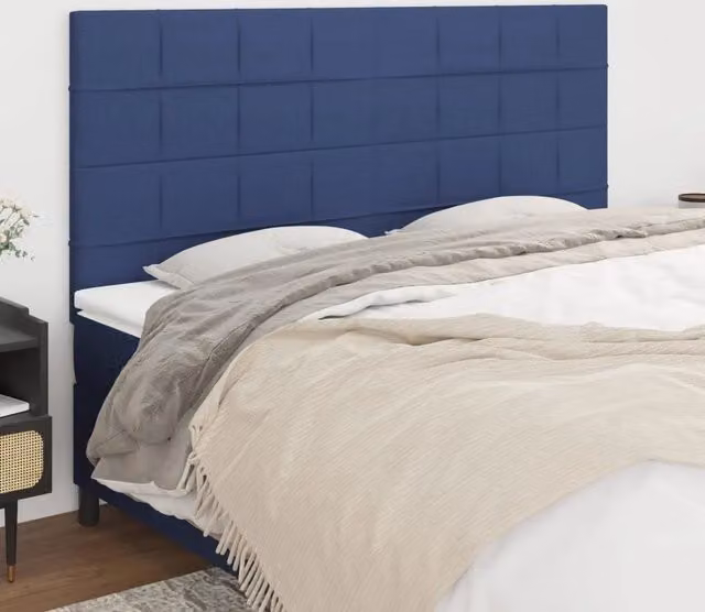 Testiera-Testata-Testiera Decorativa Blu 200x5x118/128 cm Tessuto 524203