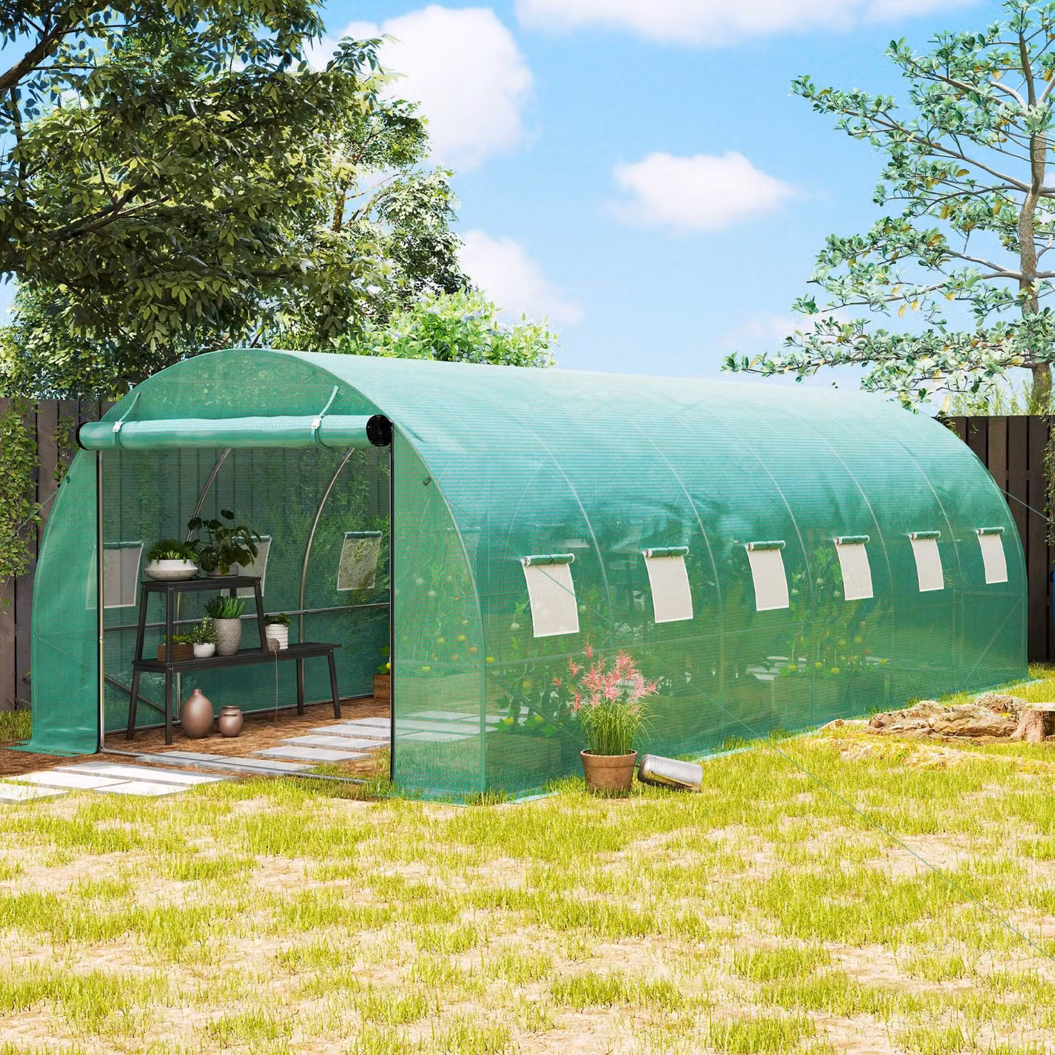 Serra da giardino - Serra per coltivazione - Serra per propagazione - Serra - 600x300x197 cm - Pellicola resistente ai raggi UV
