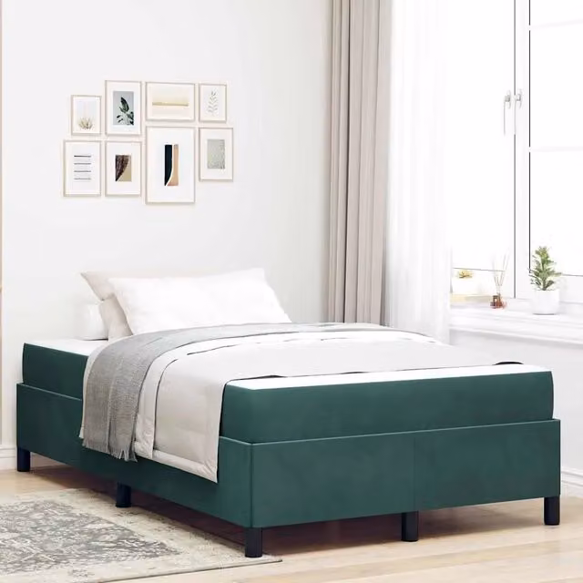 Struttura del letto imbottita vidaXL in tessuto verde con legno e metallo L/P/H: 120 x 193 x 280 cm – 1