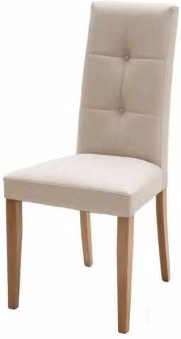Set di 2 sedie in ecopelle beige e legno rovere con dettagli a bottoni Mobili 2G