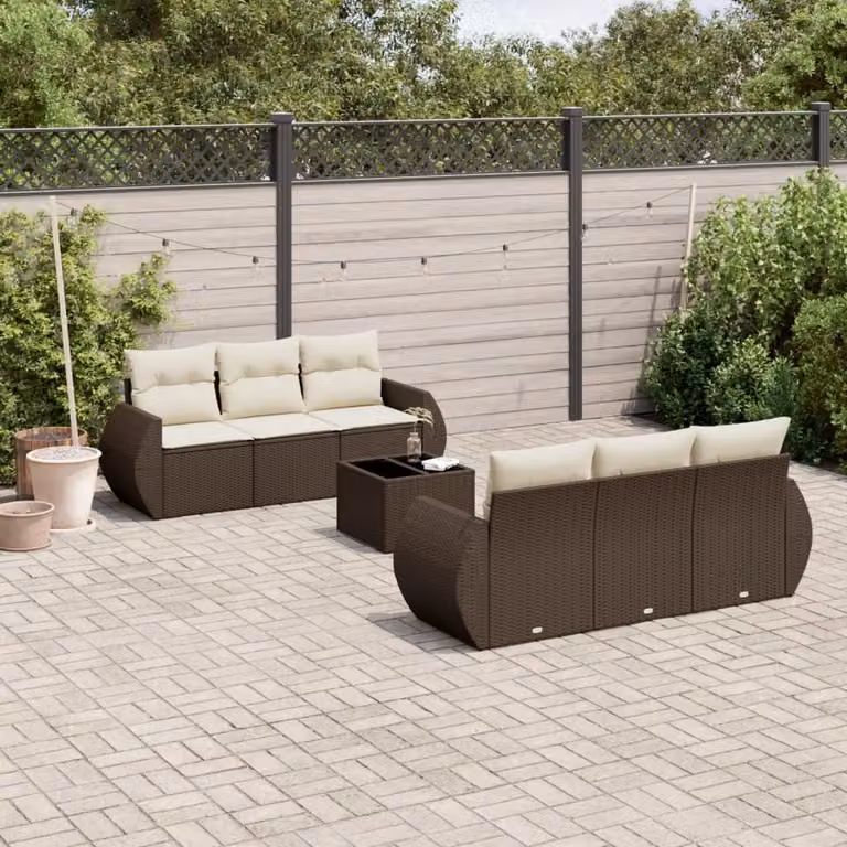 Maison Exclusive - Set Divani da Giardino 7 pz con Cuscini Marrone in Polyrattan