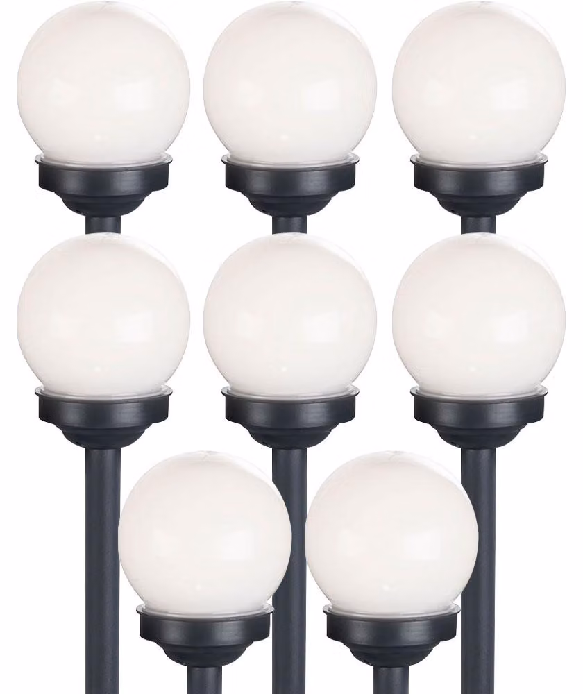 Set da 8 palline solari a LED bianche, con picchetto, L x A 10 x 38 cm