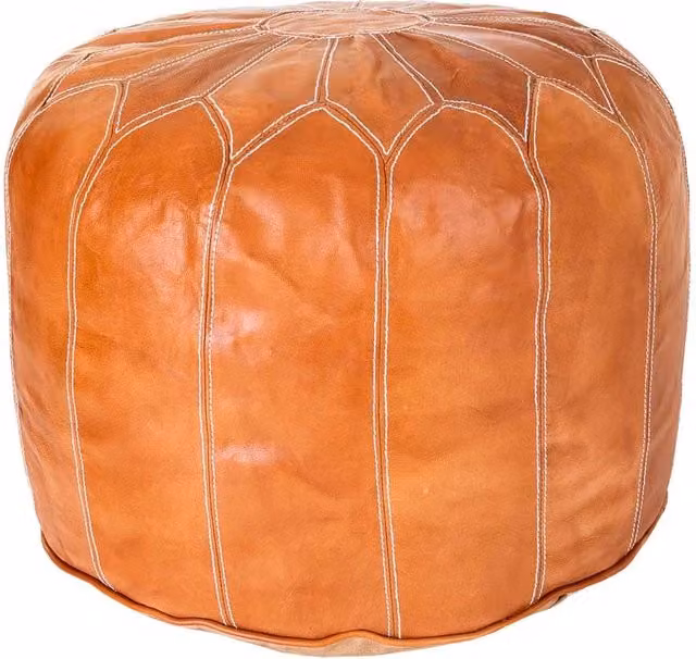 Pouf cilindrico in pelle WANDERLUST DECO arancione e bianco L/P/H: 48 x 48 x 35 cm