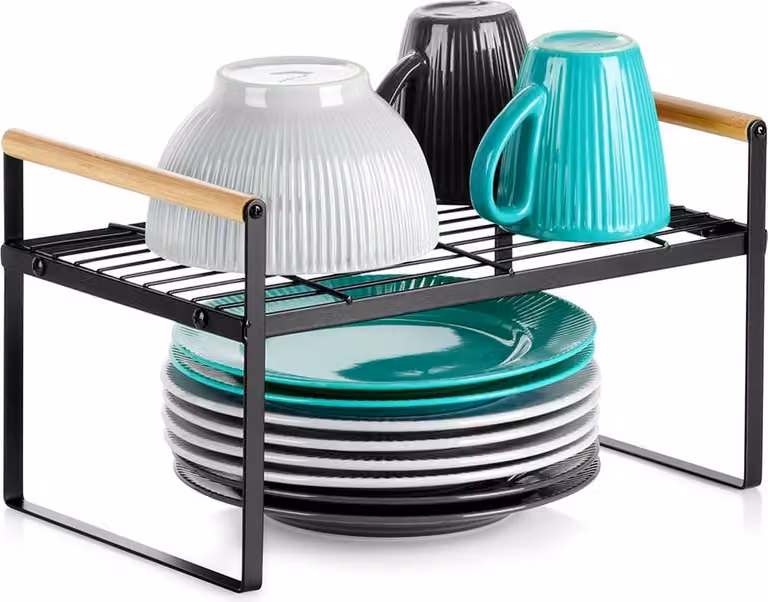 Vilde | Scaffale da cucina - In metallo - Nero - Portapiatti salvaspazio - Per piatti e tazze - Organizzazione della cucina
