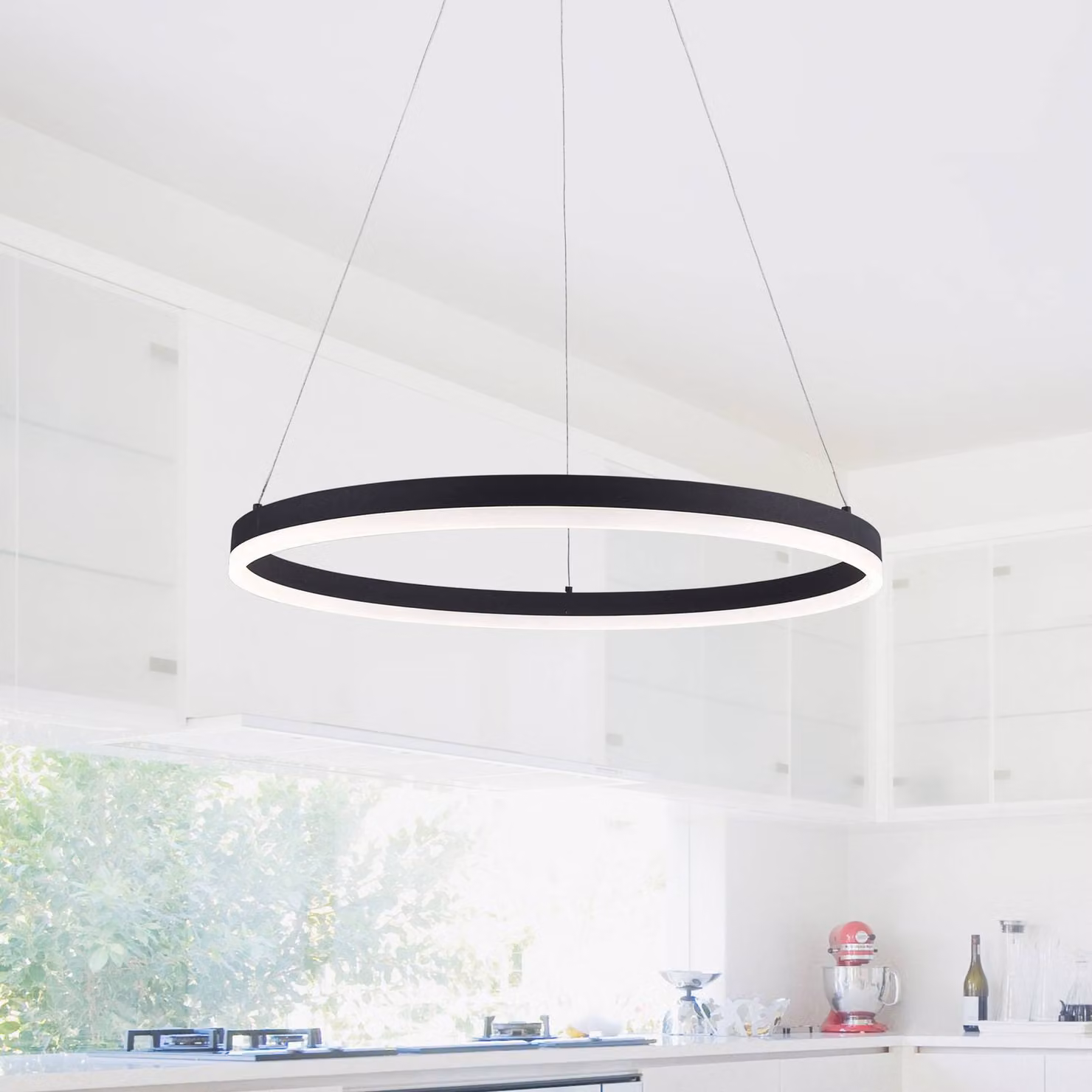 Paul Neuhaus Lampada a sospensione Titus, dimmerabile, Nero, Soggiorno / Sala da pranzo, Alluminio, Moderno, Lampada a sospensione