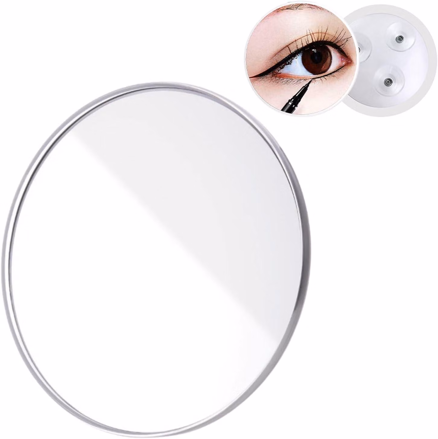 Specchio ingranditore 20x, rotondo, con diametro di 15 cm, dotato di ventose, ideale per l'applicazione precisa del trucco