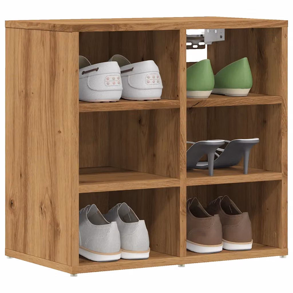 Scarpiera moderna vidaXL in legno rovere marrone con ripiani interni e ventilazione, L 52 cm x P 30 cm x H 50 cm