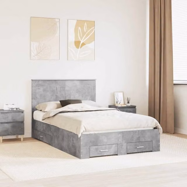 Struttura del letto con cassetto Grigio cemento 120 x 190 cm 3409670