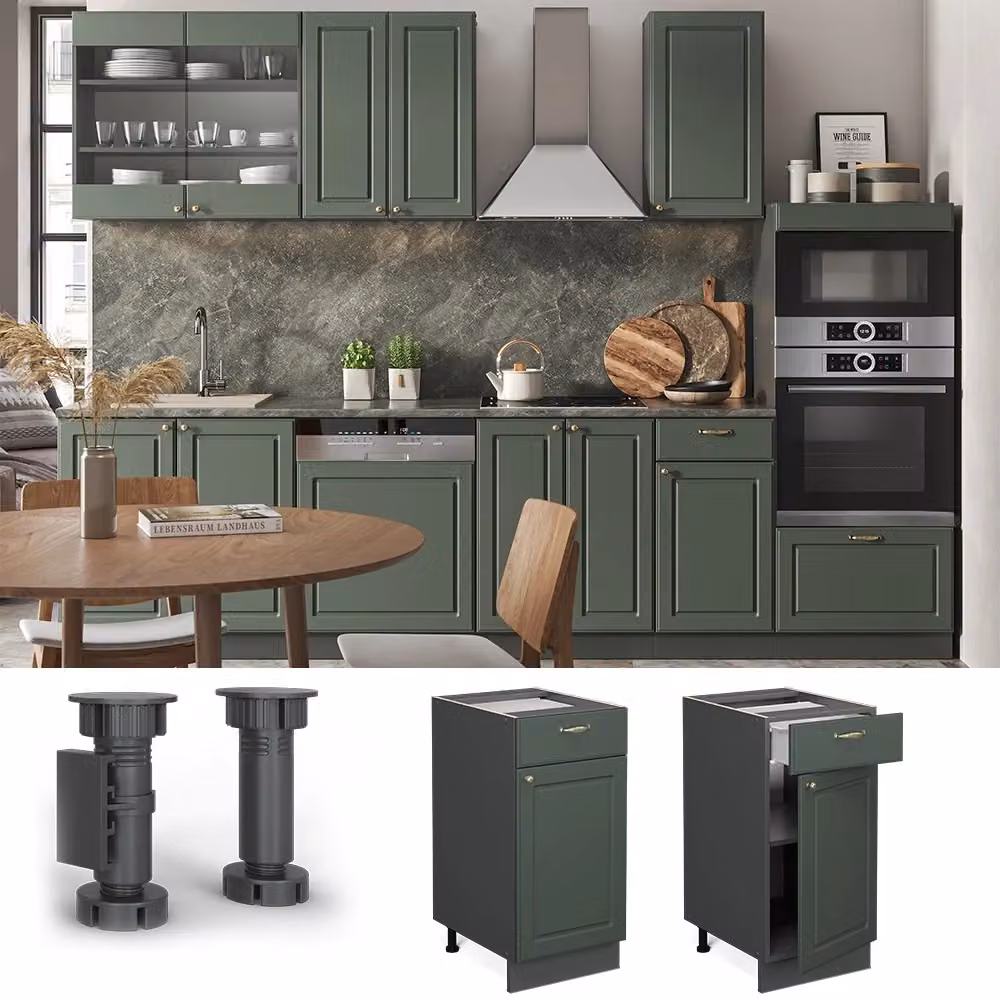 Mobiletto base per cucina Vicco Fame-Line stile rustico Verde-oro e Antracite L: 40 cm – 2