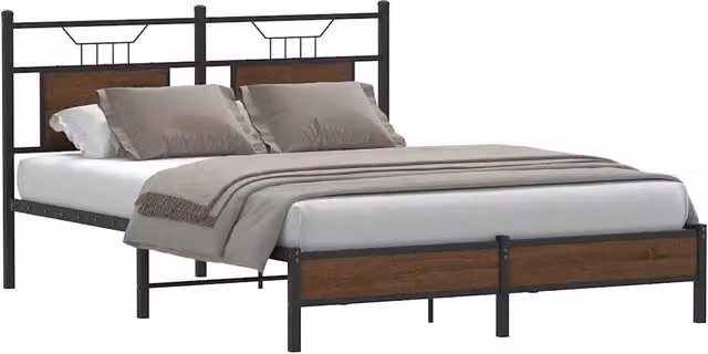 Giroletto senza materasso vidaXL in rovere marrone con struttura in metallo e legno L/P: 140 x 200 cm – 2